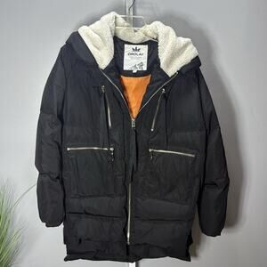 Orolay Women's Black Thickened Down Puffer Jacket Sherpa Lined Hood